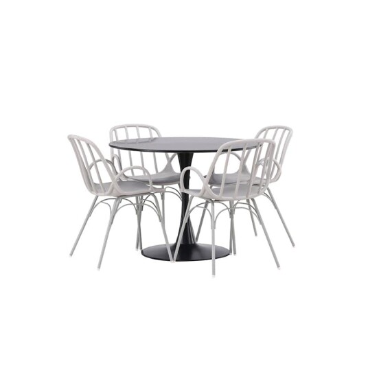 Venture Home Spisegruppe Venture Home Glade Ø 100 cm med 4 Dyrön Stoler GR23135