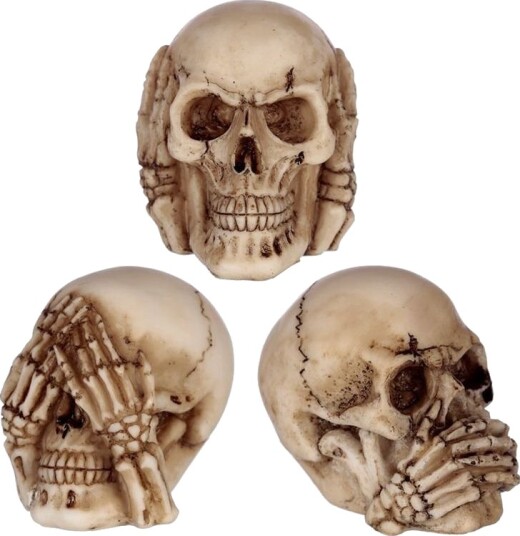 Hear No Evil See No Evil 3 stk Hodeskallefigurer 6,5 cm Hear No Evil See No Evil 3 stk Hodeskallefigurer 6,5 cm