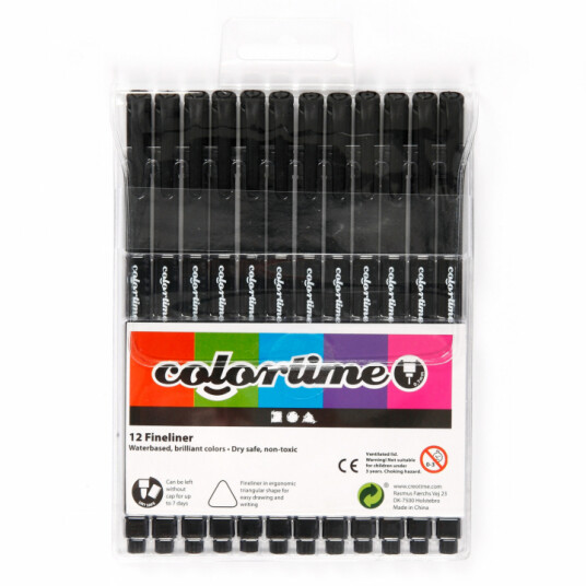 Colortime Fineliner Black 12-sett Colortime Fineliner Black 12-sett