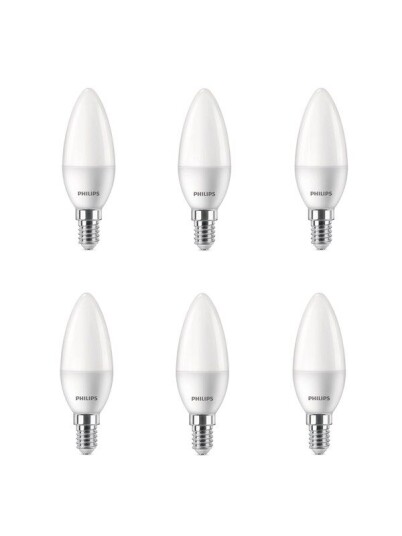 Philips LED-lyspære Kerte 4.9W/827 (40W) 6-pack E14