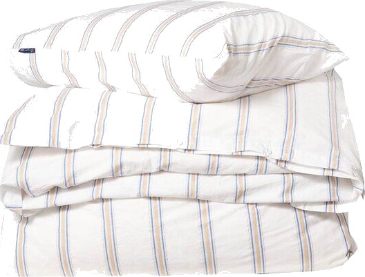 Lexington Sengesett 200x220 cm bomullspercale stripete hvit/blå/beige