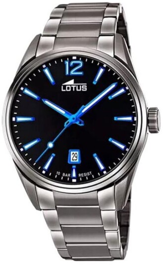 Lotus Herreklokke 18684/6 Minimalist Sort/Stål Ø42 mm