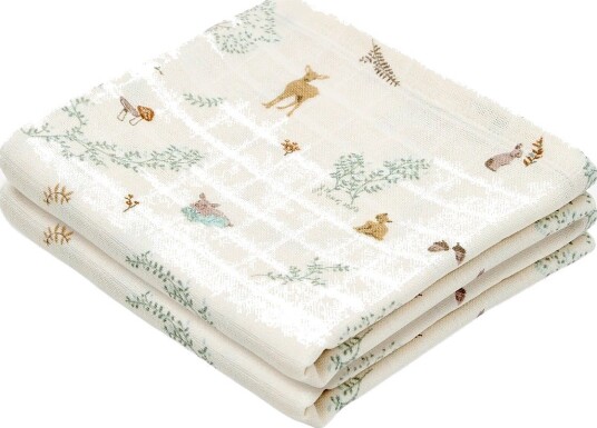 Cam Cam Copenhagen Muslin Cloth Printed 2-Pack Gots Classic Stripes Rose Woodland One Size