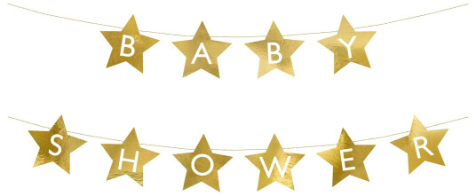 PartyDeco Baby Shower Girlander Stjerner Gull