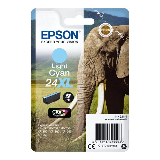 Epson T2435 LC blekkpatron - C13T24354012 Original - Lys Cyan 9,8 ml Epson T2435 LC blekkpatron - C13T24354012 Original - Lys Cyan 9,8 ml