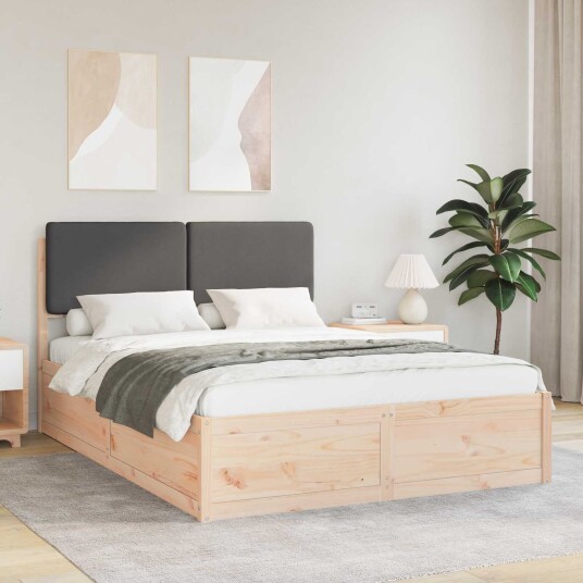 Sengeramme med Polstret Hodegjerde Mørkegrå 150 x 200 cm Sengeramme med Polstret Hodegjerde Mørkegrå 150 x 200 cm