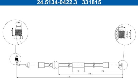 ATE 24.5134 0422.3 Bremseslange