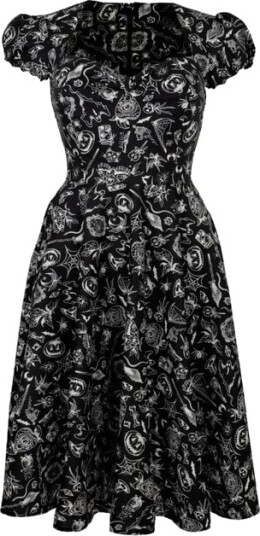 Hell Bunny   Rockabilly Middellang kjole   Mischief Midi Dress   XS til L   Damer   svart hvit