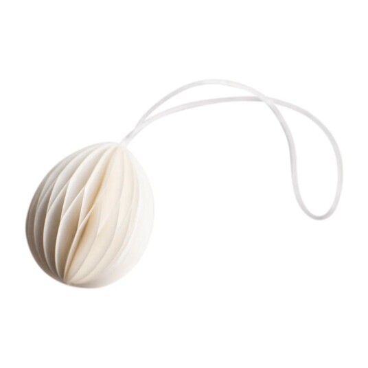 DBKD Ovoid påskedekor med oppheng papir small 4 cm White