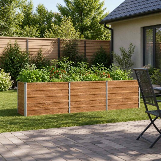 vidaXL Hevet Hagebed Treet Brown 240 x 40 x 55 cm kaldvalset stål