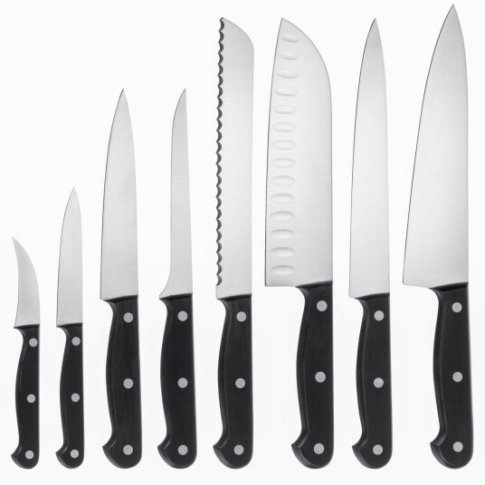 PULSIVA Knivsett POM 8 deler; Bladlengde 10 cm, 20 cm (L); Svart