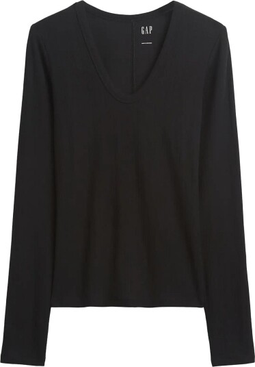 GAP Long Sleeved Rib T Shirt From The Gap Collection Black M GAP Long Sleeved Rib T Shirt From The Gap Collection Black M