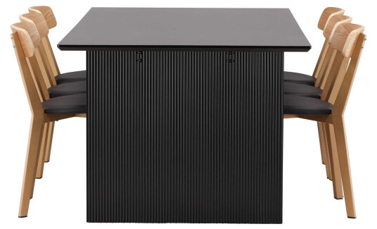 Venture Design Vail & Sanjos spisegruppe Natur/svart 6 stoler & bord 200 x 100 cm