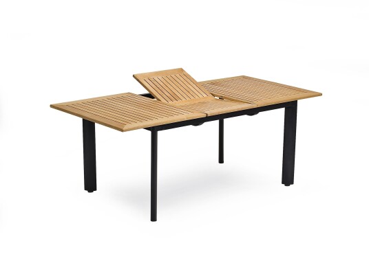Hillerstorp Nydala spisebord Svart aluminium/teak 96 x 150-200 cm Svart Hillerstorp Nydala spisebord Svart aluminium/teak 96 x 150-200 cm Svart