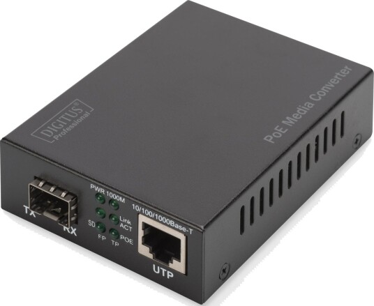 Digitus DN-82140 Mediekonverter SFP-port Ethernet RJ45 1000Base-LX med PoE-injektor
