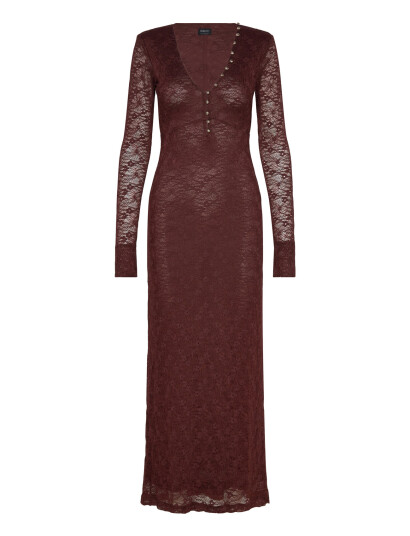 Bardot Zenia Long Sleeve Midi Dress   Brown   40
