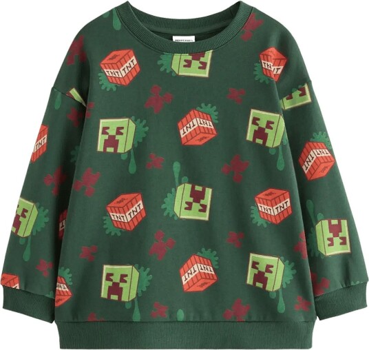 Lindex Minecraft Sweatshirt With Brushed Inside Khaki green 122