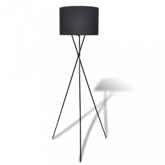 Gulvlampe med stativ og lampeskjerm - sort