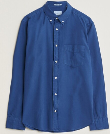 Gant Regular Fit Garment Dyed Twill Shirt Crisp Blue