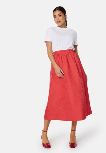 VILA Vimabelle HW Midi Volume Skirt Poppy Red 42