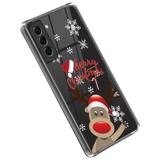 Trendy8 Samsung Galaxy S22 TPU Plast Jul Deksel - Merry Christmas - Reinsdyr med Nisselue