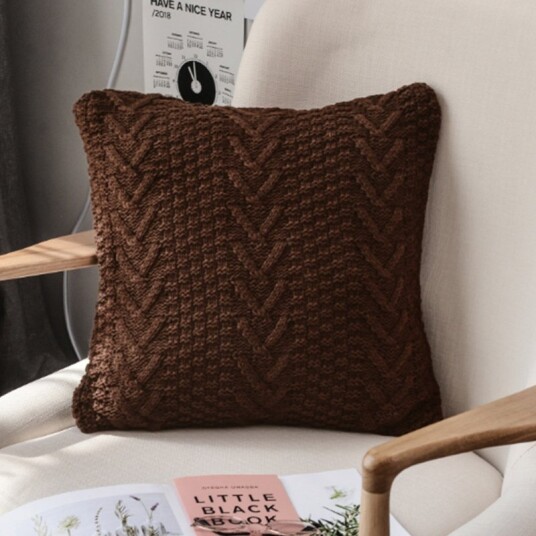 Putetrekk   Knit  Macrame 45 x 45 cm brun Size: 45 x 45 cm