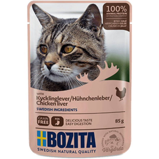 Poser Med Kyllinglever I Gelé 12 X 85 G Katt Helse Og Pels Kosttilskudd Våtfôr Bozita Katt