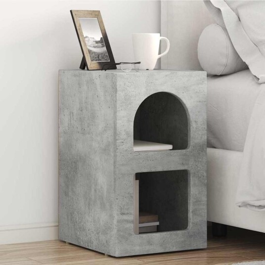 Nattbord 2 pcs Betonggrå 29,5 x 35 x 50 cm Konstruert tre