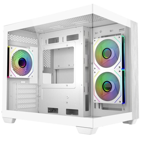 Cooler Master Elite 481 Mikro tårn kabinett hvit med sidepanel i herdet glass