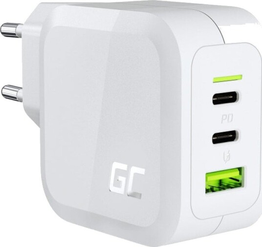 Green Cell 65W PowerGaN Lader med 2x USB-C og 1x USB-A - Hurtiglading, Hvit Green Cell 65W PowerGaN Lader med 2x USB-C og 1x USB-A - Hurtiglading, Hvit