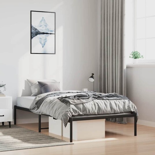 vidaXL Sengeramme i metall svart 100x190 cm