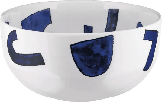 Alessi Salad Bowl In White Porcelain Pattern Design By Samiro Yunoki Blue D20CM