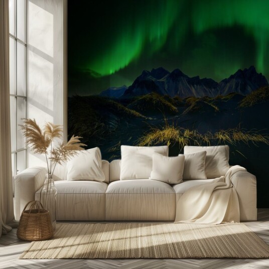 Tapet Nordlys Fjell Tapet Nordlys Fjell