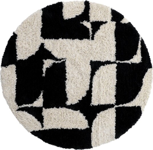 Rundt teppe Marvao Natural Cotton Shaggy offwhite/svart Størrelse: Ø 120 cm Rundt teppe Marvao Natural Cotton Shaggy offwhite/svart Størrelse: Ø 120 cm