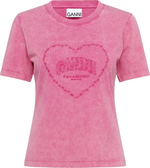 Ganni Heavy Cotton Heart T Shirt Pink XL