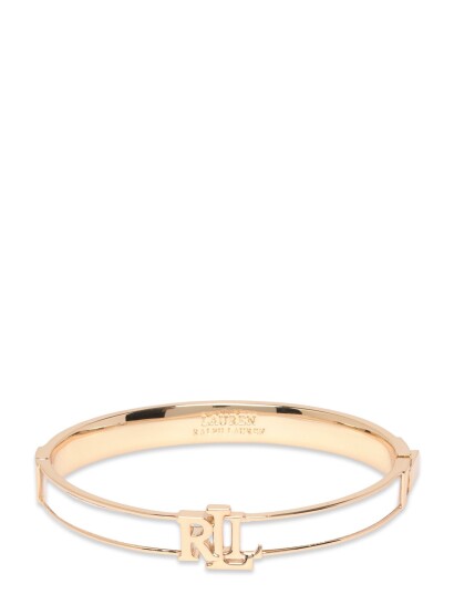 Lauren Ralph Lauren Br Logo Hinge Bangle Gld/White Gold ONE SIZE 20.32 cm