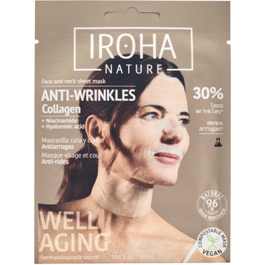 Iroha Nature Anti-Wrinkles Collagen Face & Neck Sheet Mask