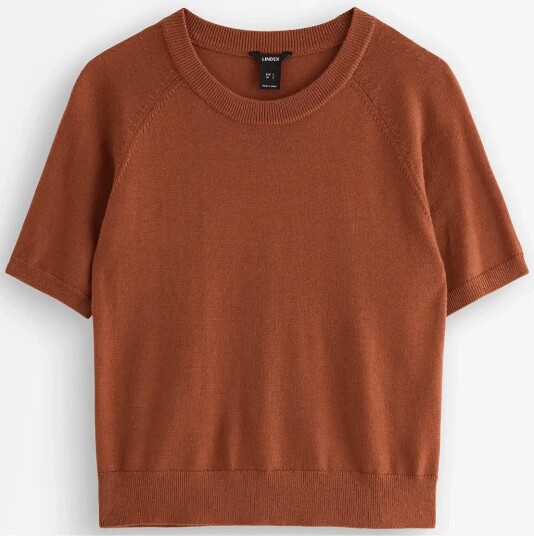 Lindex Fine Knit Top In Merino Wool DUSTY ORANGE XS