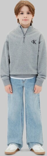 Calvin Klein Terry Monogram Flock Half Zip Grey 164