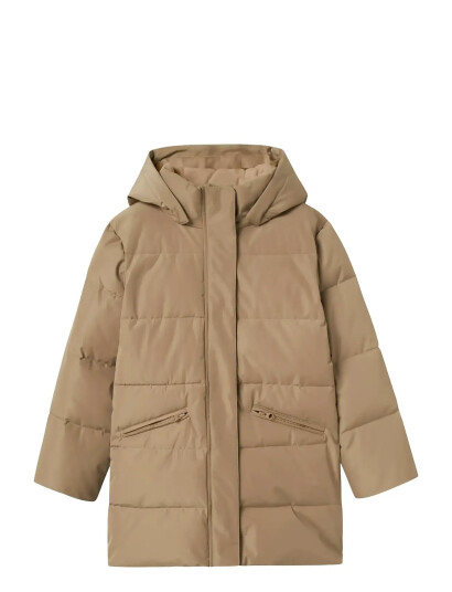 name it Nkfmedow03 Puffer Jacket Long Fo Beige 146