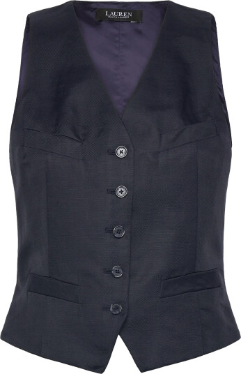 Lauren Ralph Lauren Lt Drapy Linen Visc Wvn Vest Navy 34