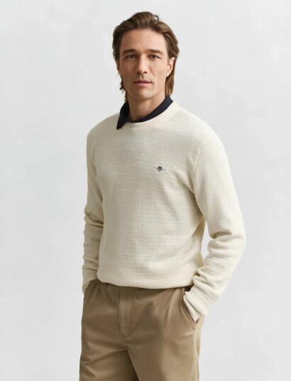 GANT Mini Cable C-Neck - Cream - S