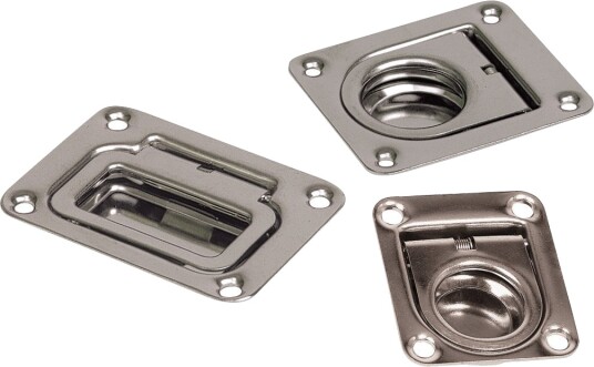 Dørkring flush syrefast stål   44 x 38 x 10 mm