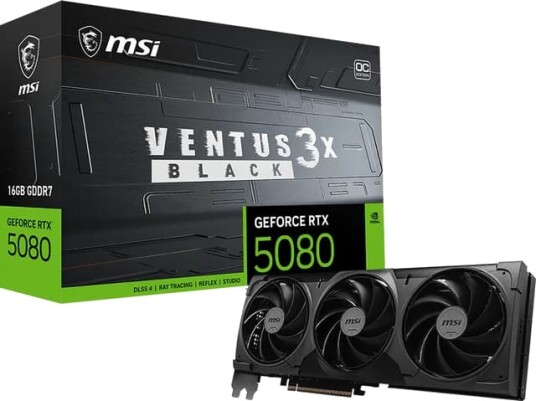 MSI GeForce RTX 5080 Ventus 3X OC 16 GB skjermkort MSI GeForce RTX 5080 Ventus 3X OC 16 GB skjermkort