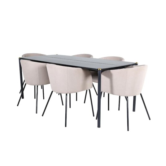 Venture Home Spisegruppe Venture Home Paris med 6 Bergen Stoler Polyesterlinen GR22318