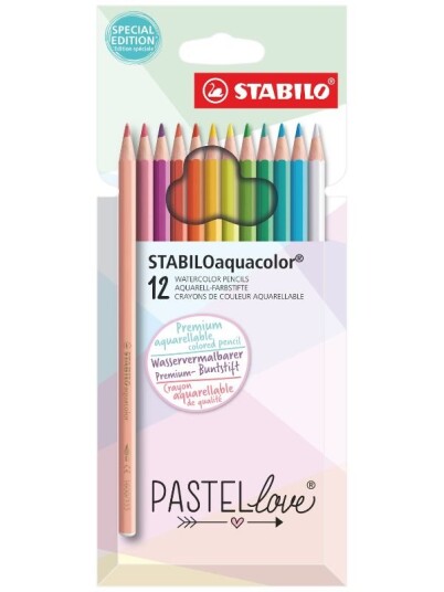 STABILO Pastellove Aquacolor 12 akvarellblyanter i pastellfarger