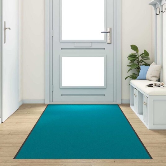 Dørmatte Annet Cyan og svart 120 x 350 cm Polyamid og PVC Dørmatte Annet Cyan og svart 120 x 350 cm Polyamid og PVC
