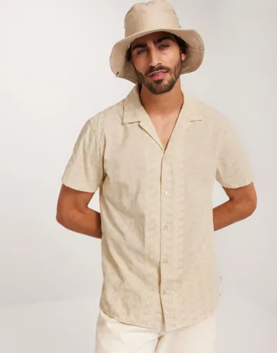 Jack & Jones Jprbluedan Embroidery Shirt S/S Kortermede skjorter Beige
