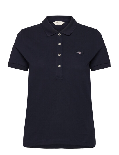 GANT Slim Sheild Cap Sleeve Pique Polo - Navy - XS