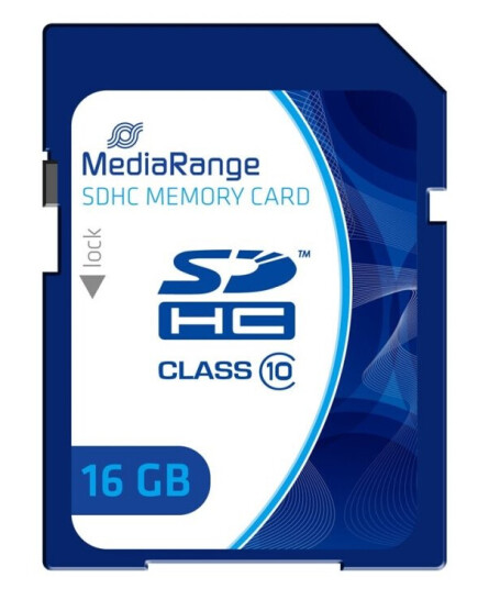 Mediarange - Flashminnekort - 16 Gb - Class 10 - Sdhc - Blå
